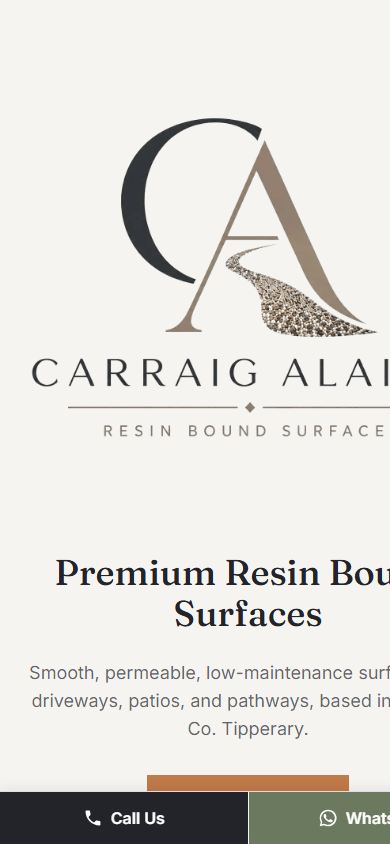 Carraig Alainn Resin Surfaces mobile homepage