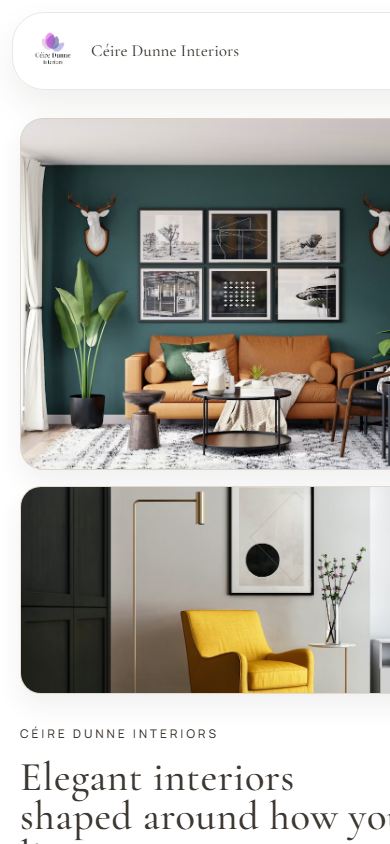 Ceire Dunne Interiors mobile homepage