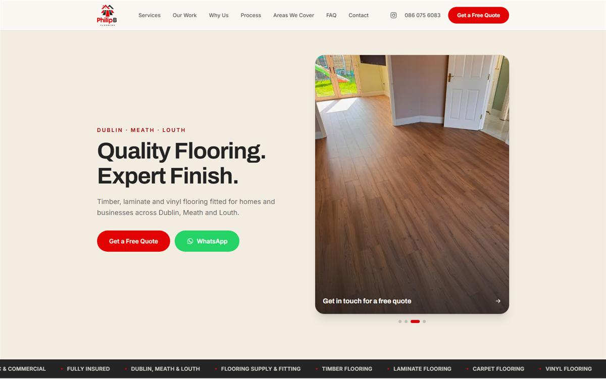 Philip B Flooring desktop homepage