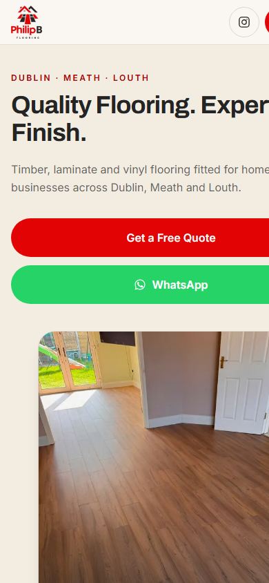 Philip B Flooring mobile homepage