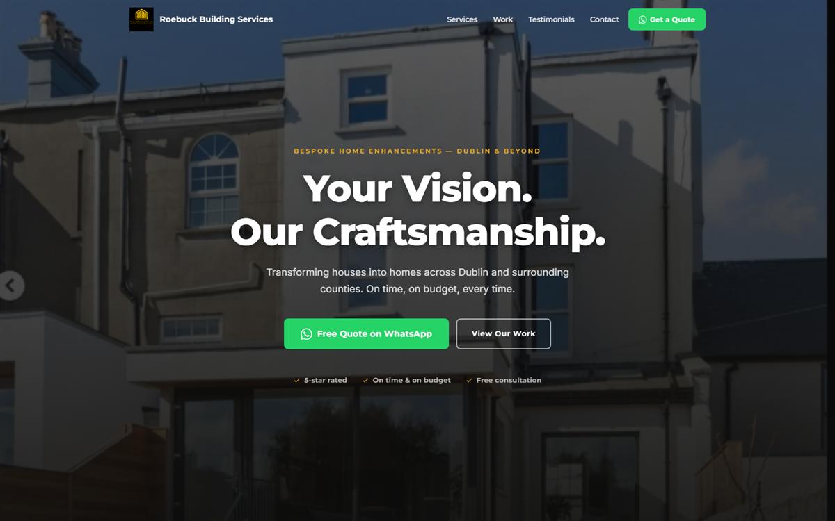 Roebuck Building Services desktop homepage